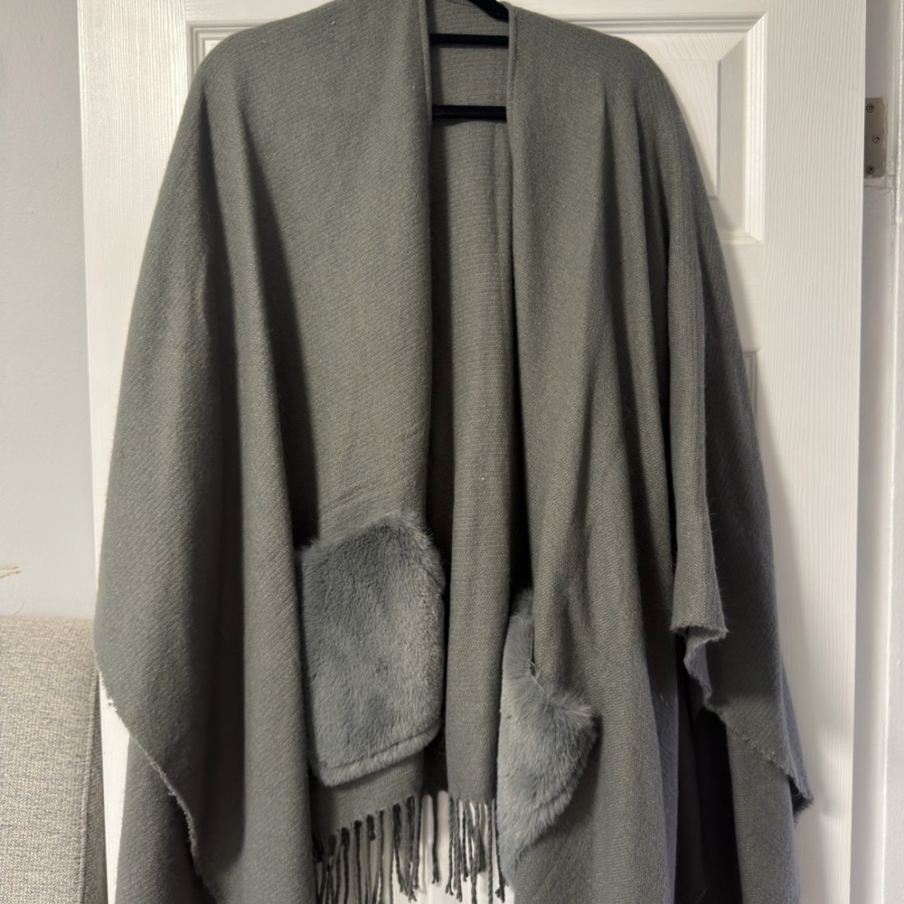 Pretty Persuasions Charcoal Cape with Fringe